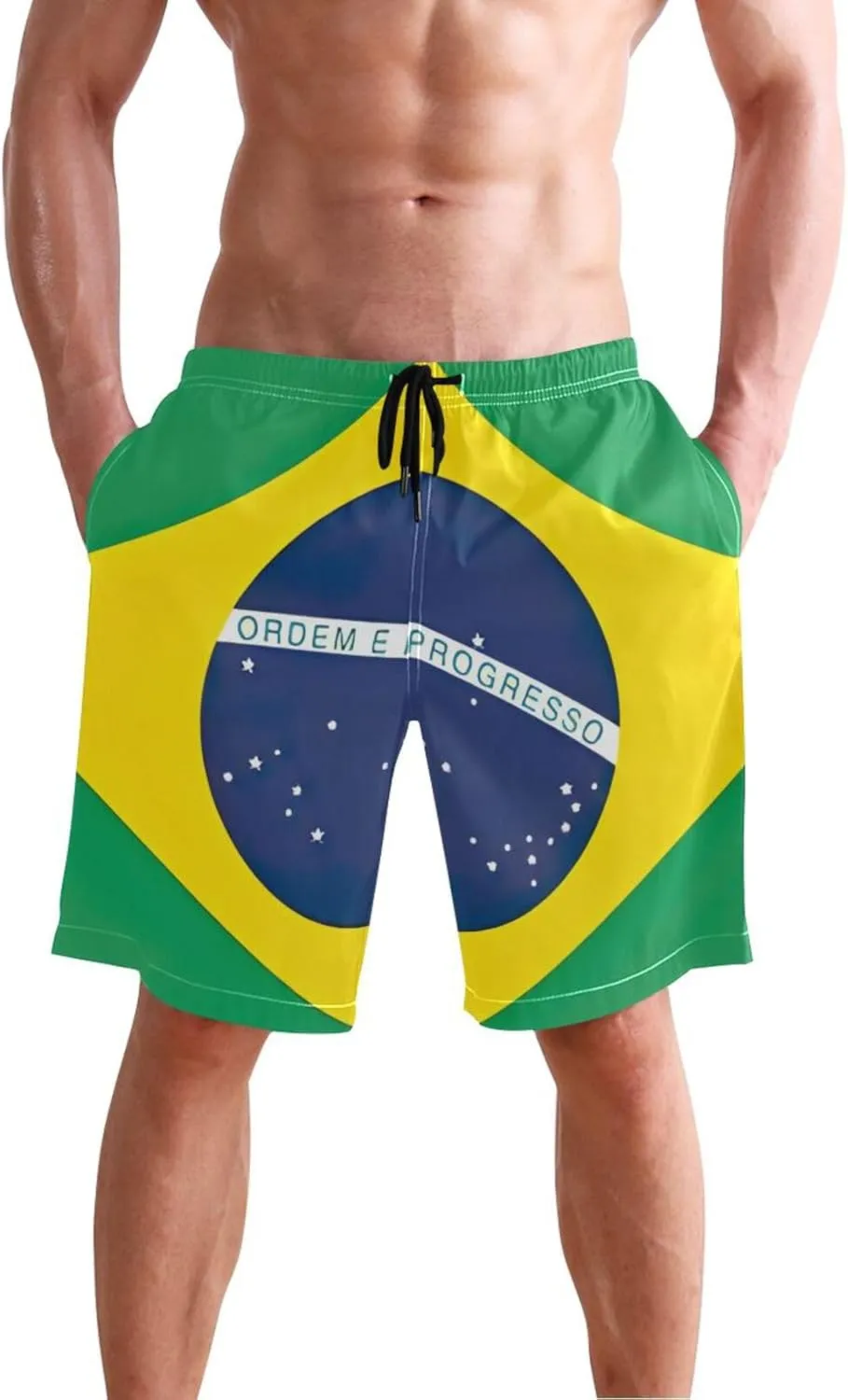 CHIFIGNO Pirate Monkey Navy Blue Beach Shorts, Surfing Board Shorts Men, Small Quick Dry Shorts