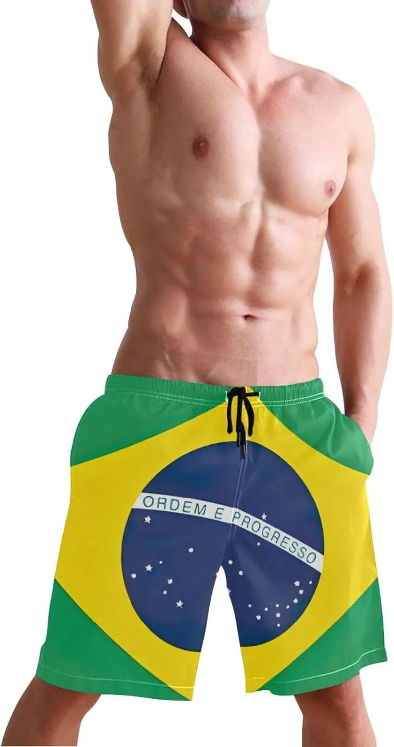 CHIFIGNO Pirate Monkey Navy Blue Beach Shorts, Surfing Board Shorts Men, Small Quick Dry Shorts