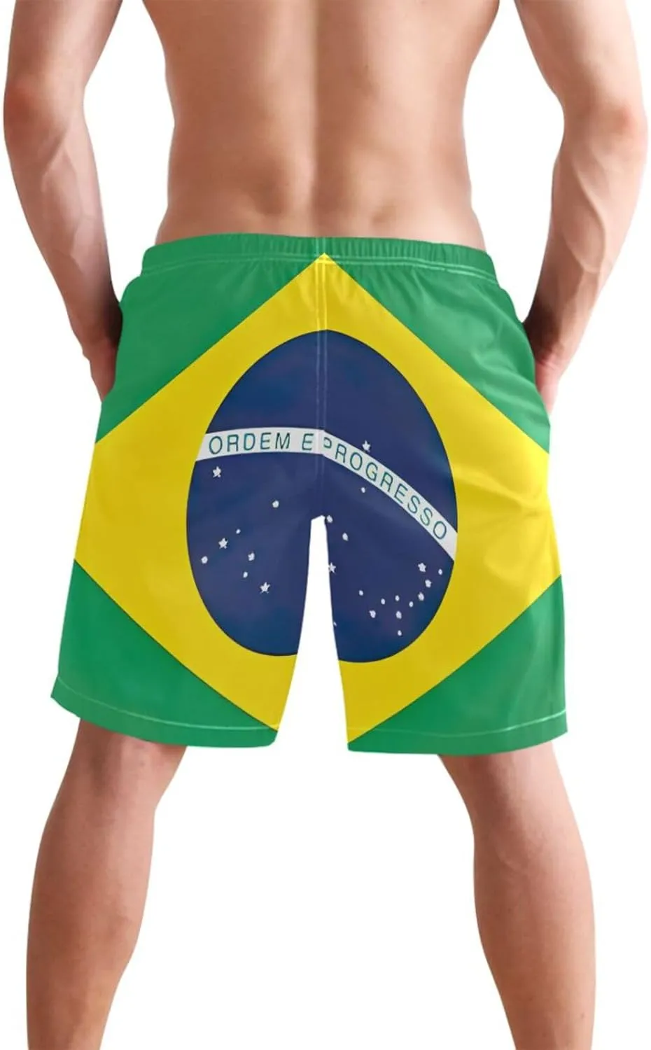 CHIFIGNO Pirate Monkey Navy Blue Beach Shorts, Surfing Board Shorts Men, Small Quick Dry Shorts