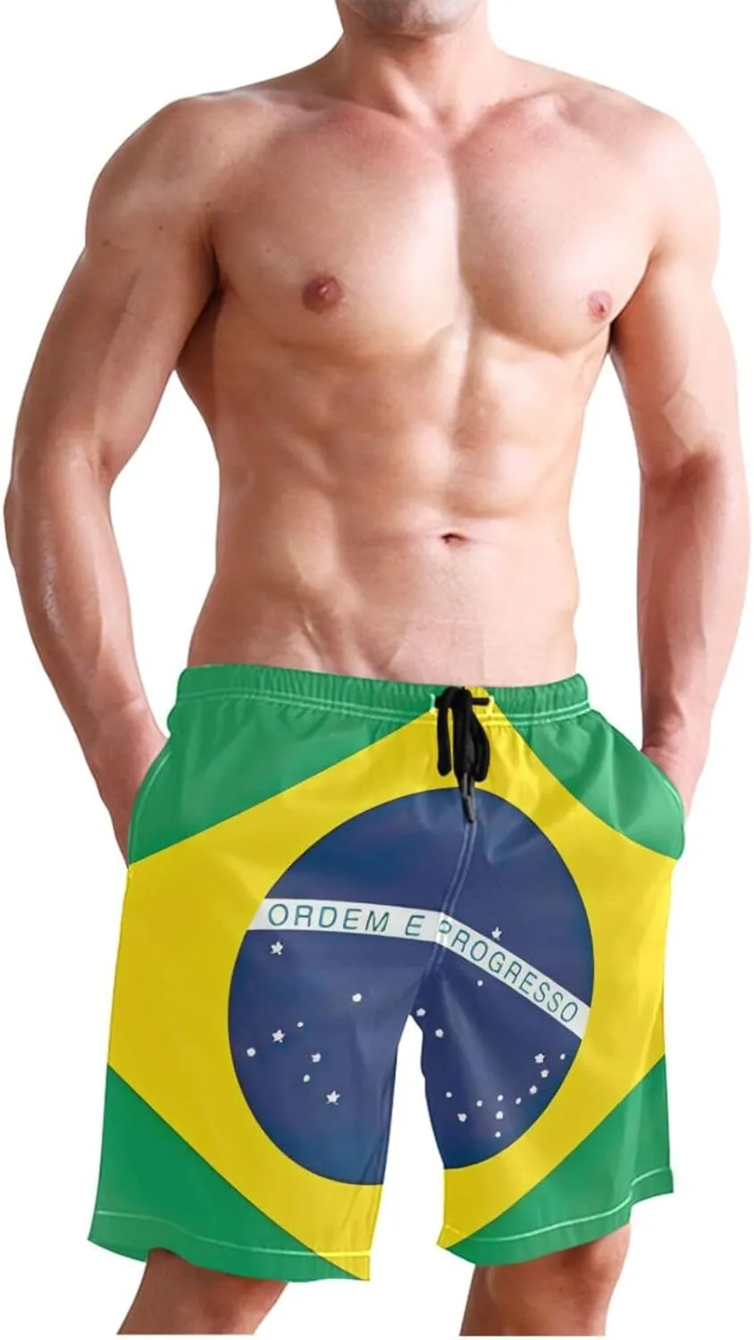 CHIFIGNO Pirate Monkey Navy Blue Beach Shorts, Surfing Board Shorts Men, Small Quick Dry Shorts
