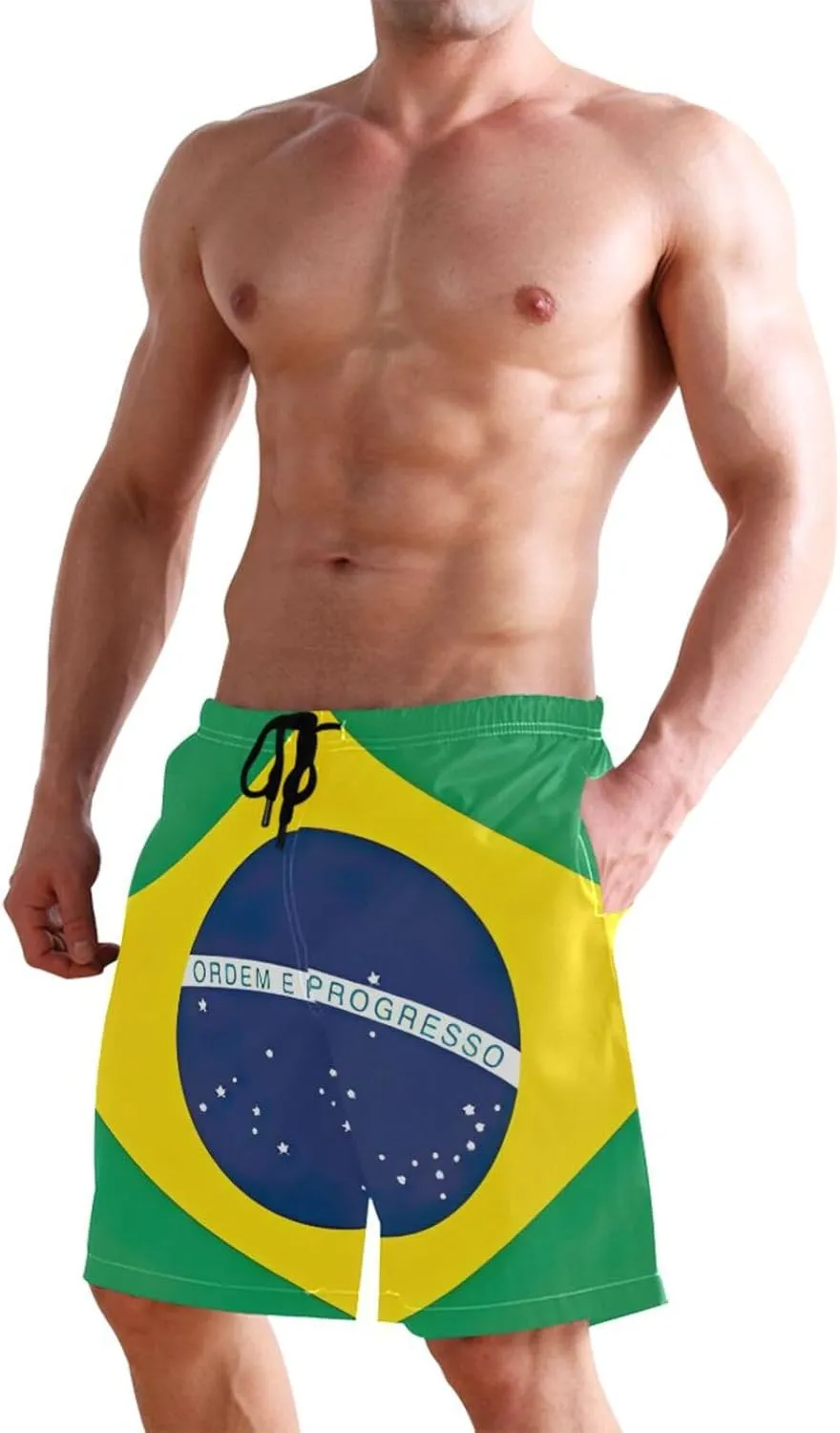 CHIFIGNO Pirate Monkey Navy Blue Beach Shorts, Surfing Board Shorts Men, Small Quick Dry Shorts