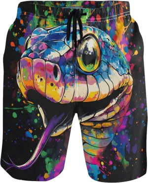 Colorful Snake Head Mens Swim Trunks Funny Quick Dry Swimwear Surf Beach Boardshorts Men S