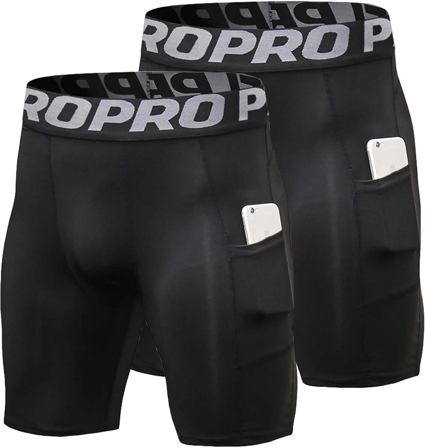 Compression Shorts Men with Pocket Sports Workout Athletic Running Underwear Cool Dry Baselayer Spandex Shorts