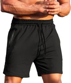COOFANDY Men's Gym Workout Shorts Athletic Training Shorts Fitted Weightlifting Bodybuilding Shorts with Zipper Pockets