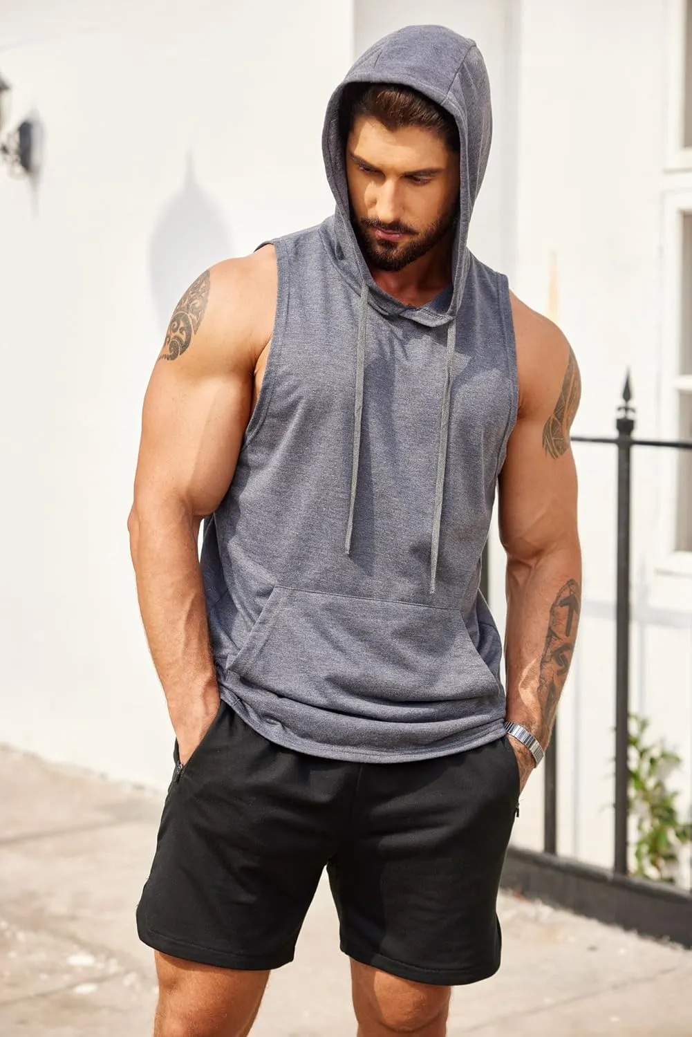 COOFANDY Men's Gym Workout Shorts Athletic Training Shorts Fitted Weightlifting Bodybuilding Shorts with Zipper Pockets