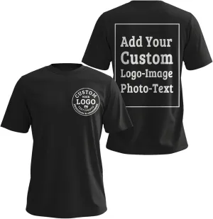 Custom T Shirts Bulk for Men Women Made in USA Personalized T Shirts with Logo,Text,Photo Cotton Tee Front/Back