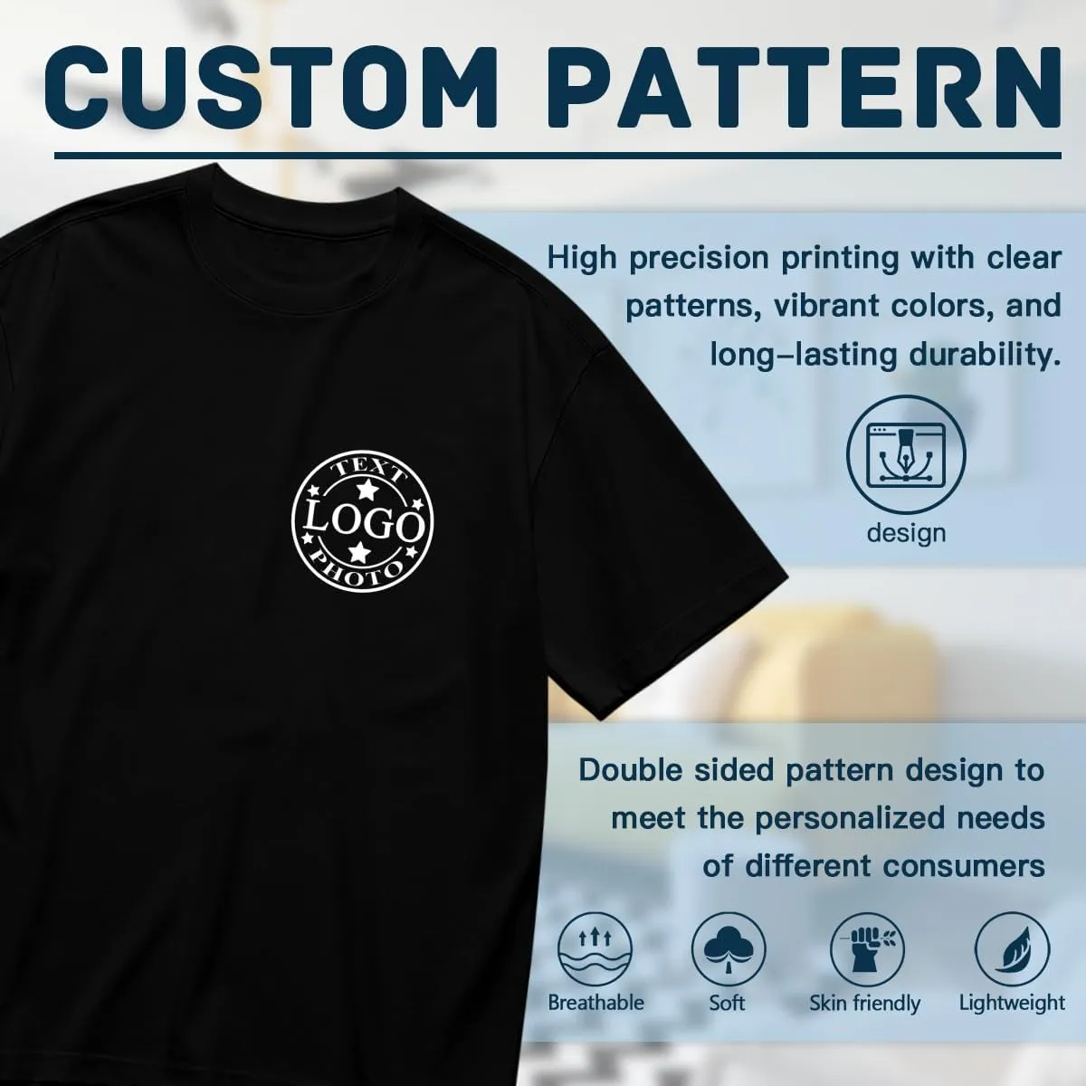 Custom T Shirts for Men Women-Made in USA-Customized T Shirts with Photo Logo Text,Personalized Shirts Front & Back Print
