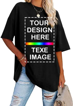 Custom T Shirts Women Customized Design Your Own Tshirts Personalized Text/Image/Logo/Photo Printed T-Shirts