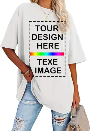 Custom T Shirts Women Customized Design Your Own Tshirts Personalized Text/Image/Logo/Photo Printed T-Shirts