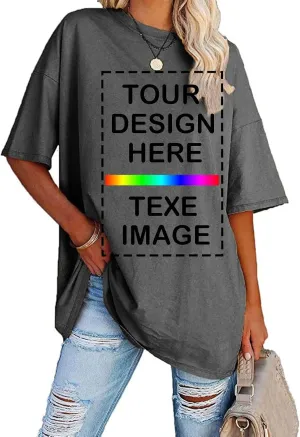 Custom T Shirts Women Customized Design Your Own Tshirts Personalized Text/Image/Logo/Photo Printed T-Shirts