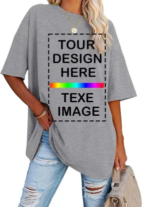 Custom T Shirts Women Customized Design Your Own Tshirts Personalized Text/Image/Logo/Photo Printed T-Shirts