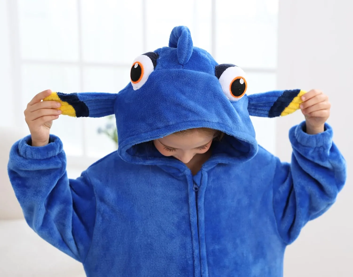 CuteOn Fish Onesie Kids Animal Pajamas for Girls Boys Halloween Christmas Costume Unisex Cosplay Sleepwear for 4-12Y