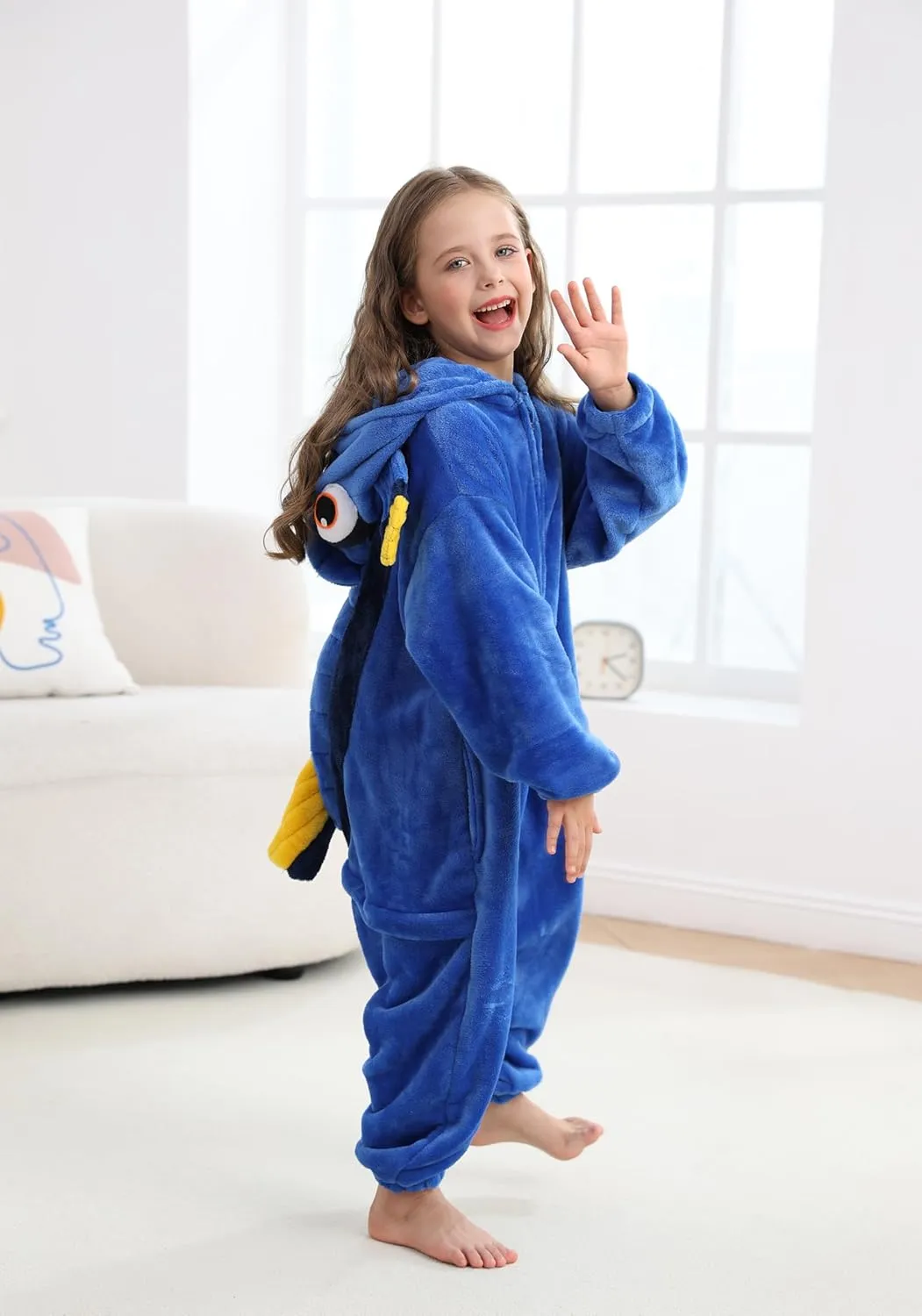 CuteOn Fish Onesie Kids Animal Pajamas for Girls Boys Halloween Christmas Costume Unisex Cosplay Sleepwear for 4-12Y