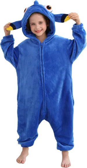 CuteOn Fish Onesie Kids Animal Pajamas for Girls Boys Halloween Christmas Costume Unisex Cosplay Sleepwear for 4-12Y