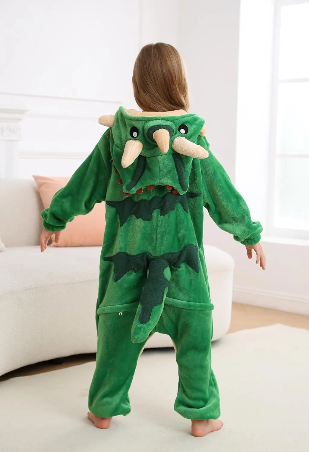 CuteOn Pentaceratops Onesie Kids Animal Pajamas for Girls Boys Halloween Christmas Costume Unisex Cosplay Sleepwear for 4-12Y