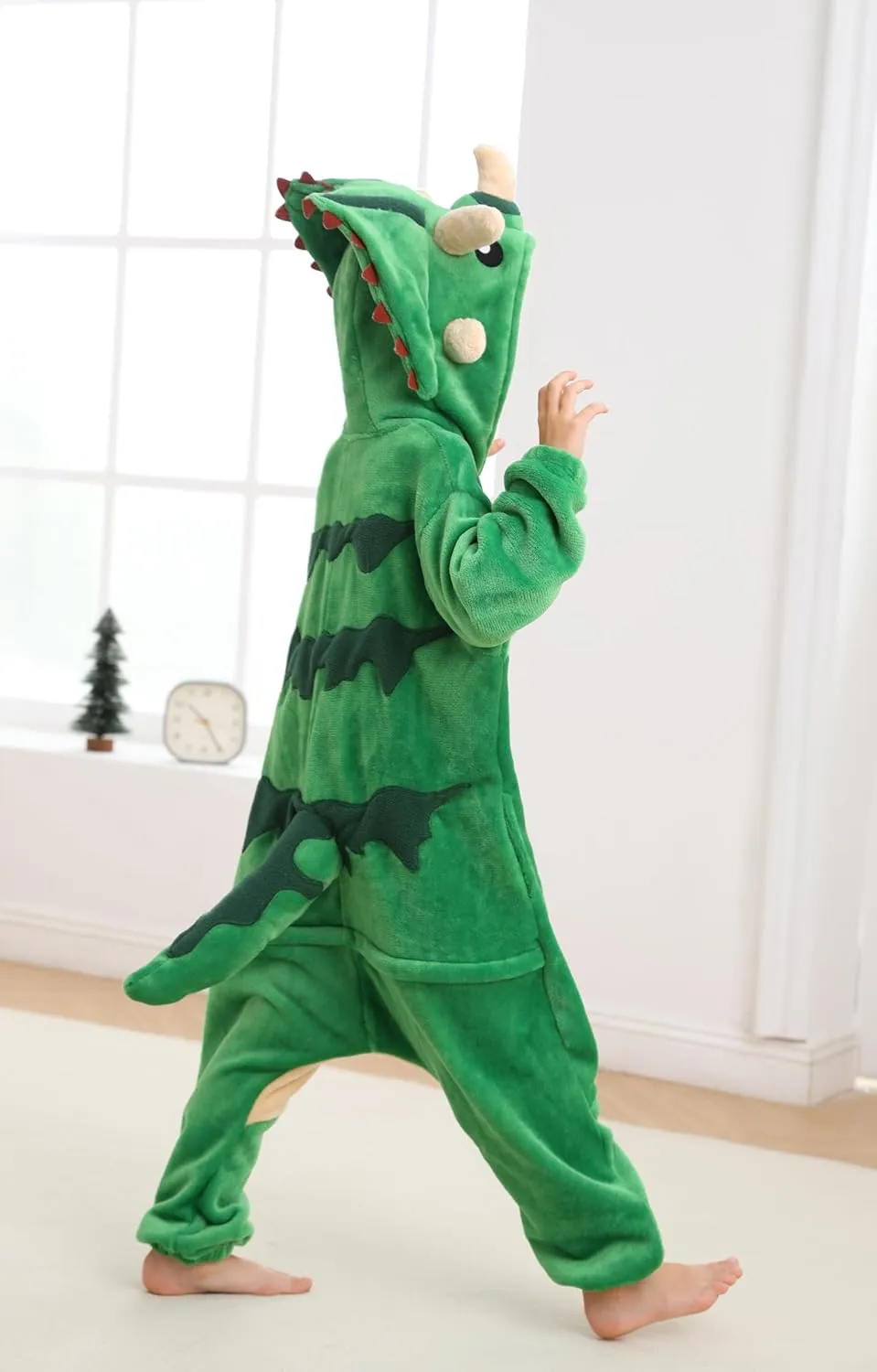 CuteOn Pentaceratops Onesie Kids Animal Pajamas for Girls Boys Halloween Christmas Costume Unisex Cosplay Sleepwear for 4-12Y