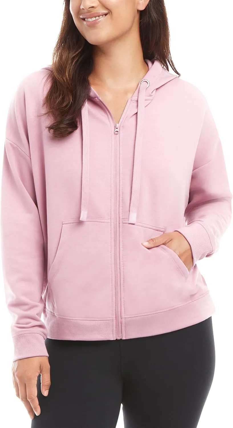 Danskin Women's Zip Front Hoodie with Ruched Back