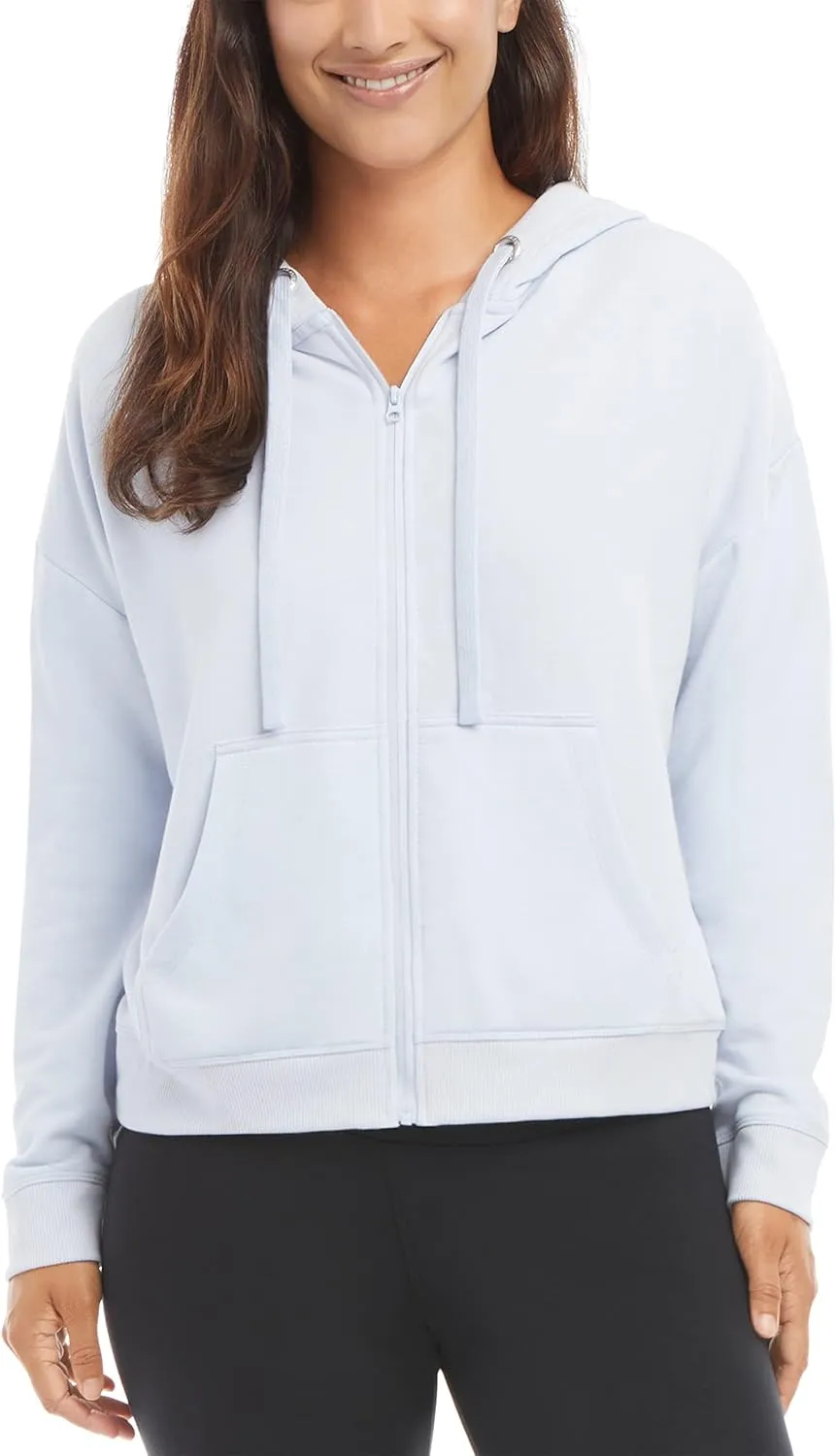 Danskin Women's Zip Front Hoodie with Ruched Back