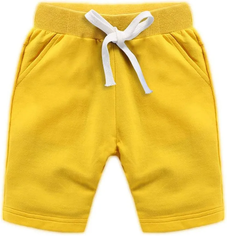 DCUTERQ Boys Girls Cotton Shorts Summer Knee Length Solid Sport Jogger Pants Drawstring Sweatpants for Kids Toddler 1-8 Years