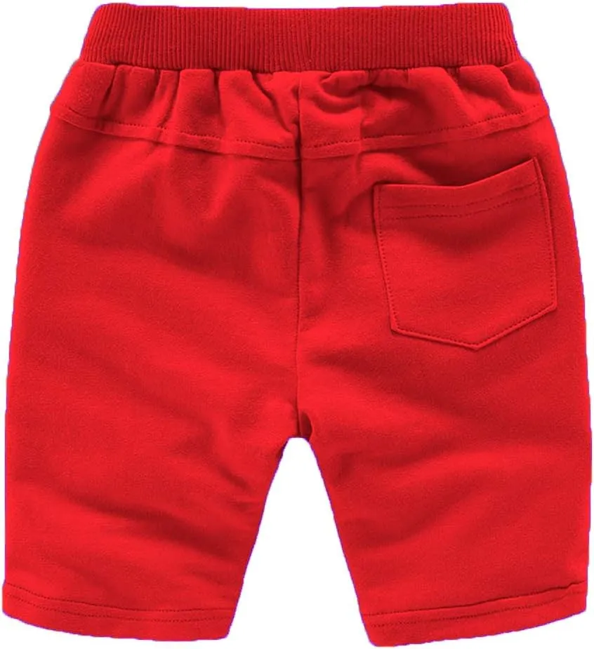 DCUTERQ Boys Girls Cotton Shorts Summer Knee Length Solid Sport Jogger Pants Drawstring Sweatpants for Kids Toddler 1-8 Years