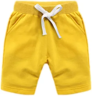 DCUTERQ Boys Girls Cotton Shorts Summer Knee Length Solid Sport Jogger Pants Drawstring Sweatpants for Kids Toddler 1-8 Years