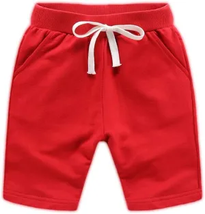 DCUTERQ Boys Girls Cotton Shorts Summer Knee Length Solid Sport Jogger Pants Drawstring Sweatpants for Kids Toddler 1-8 Years