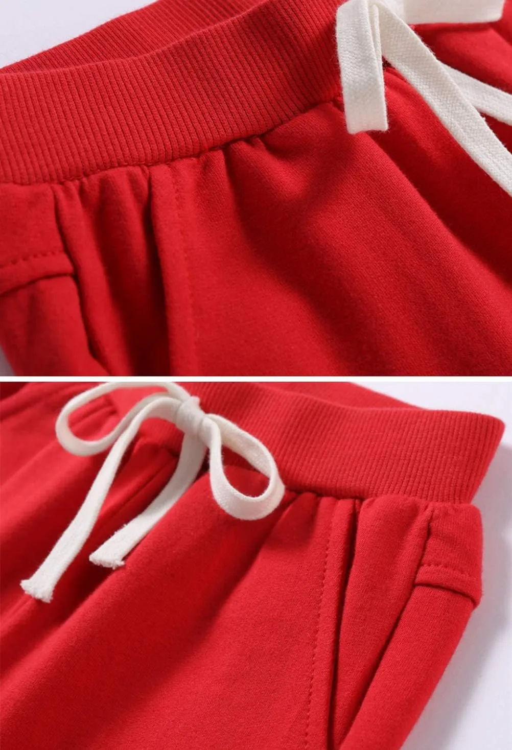 DCUTERQ Boys Girls Cotton Shorts Summer Knee Length Solid Sport Jogger Pants Drawstring Sweatpants for Kids Toddler 1-8 Years
