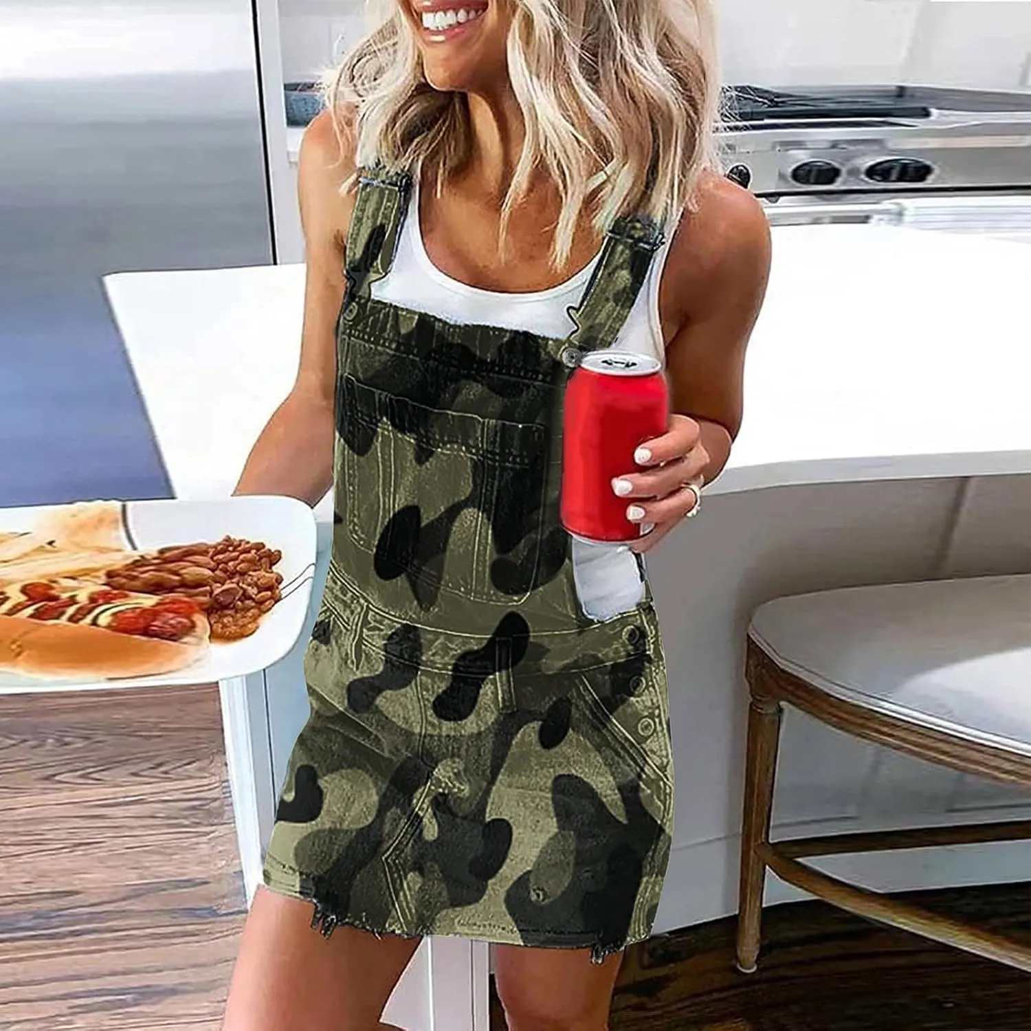 Denim Overall Dress Classic Denim Adjustable Strap Pinafore Overall Dress Suspender Skirt