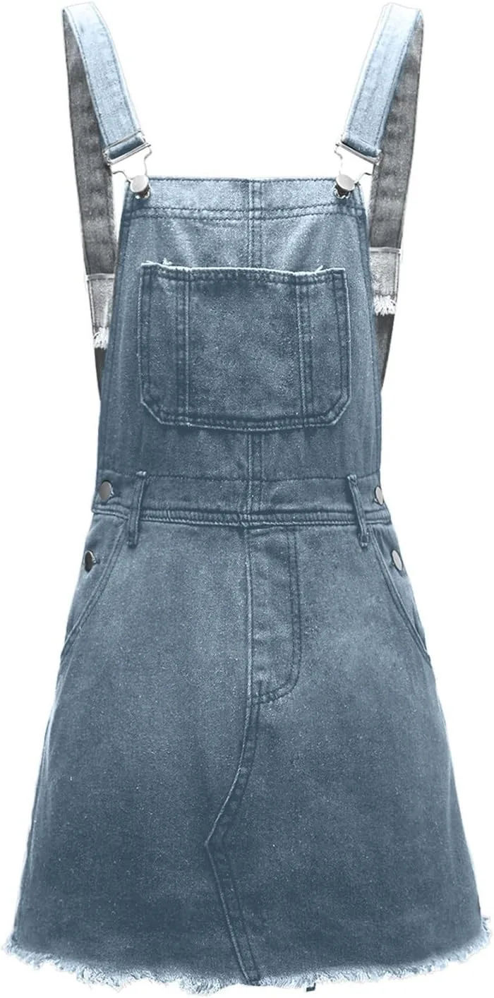 Denim Overall Dress Classic Denim Adjustable Strap Pinafore Overall Dress Suspender Skirt