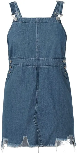 Denim Overall Dress Classic Denim Adjustable Strap Pinafore Overall Dress Suspender Skirt
