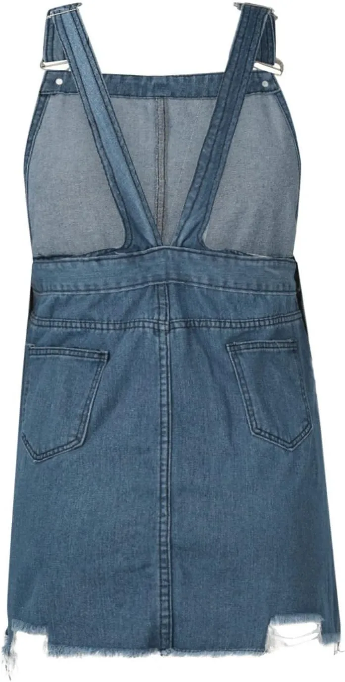 Denim Overall Dress Classic Denim Adjustable Strap Pinafore Overall Dress Suspender Skirt