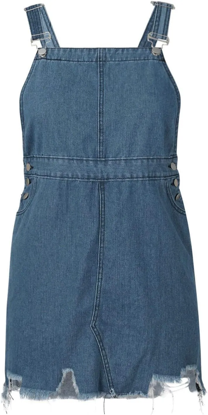 Denim Overall Dress Classic Denim Adjustable Strap Pinafore Overall Dress Suspender Skirt