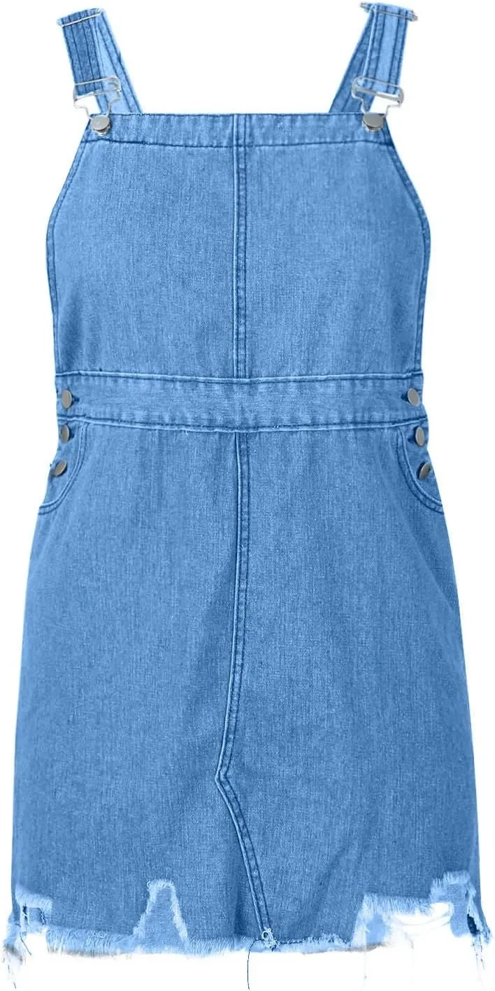 Denim Overall Dress Classic Denim Adjustable Strap Pinafore Overall Dress Suspender Skirt