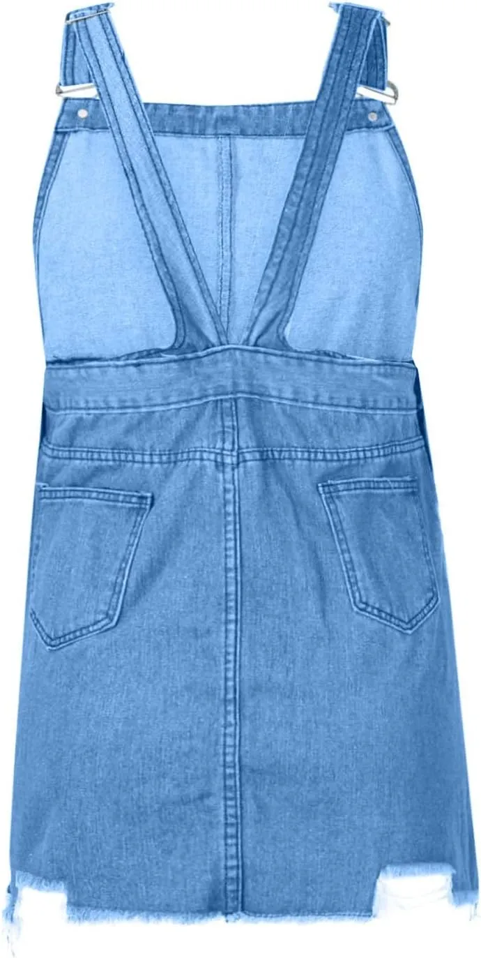 Denim Overall Dress Classic Denim Adjustable Strap Pinafore Overall Dress Suspender Skirt