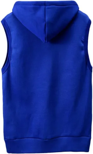 DuDubaby Fashion Men Sleeveless Solid Hooded Slim Jacket Blouse Tops Shirt
