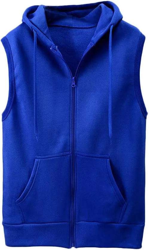 DuDubaby Fashion Men Sleeveless Solid Hooded Slim Jacket Blouse Tops Shirt