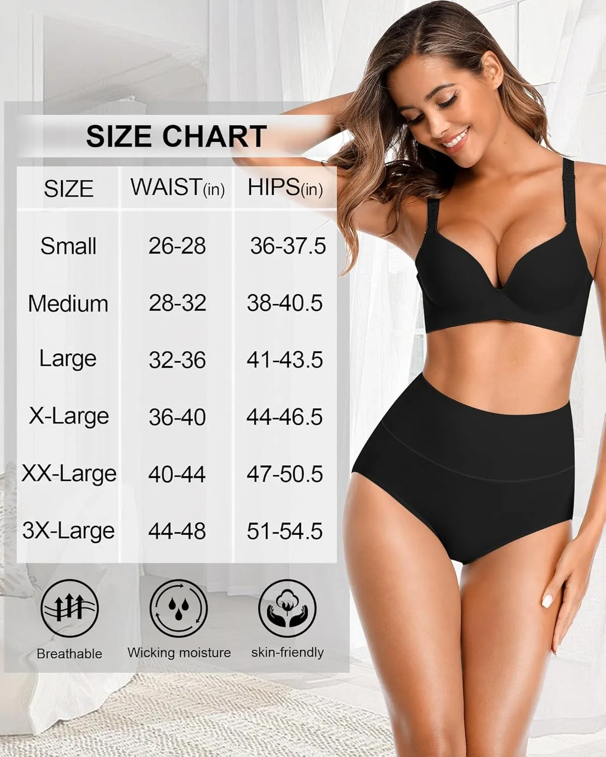 Eiggam Tummy Control Underwear Soft High Waisted underwear Full Coverage Briefs Breathable Postpartum Cotton Womens Panties