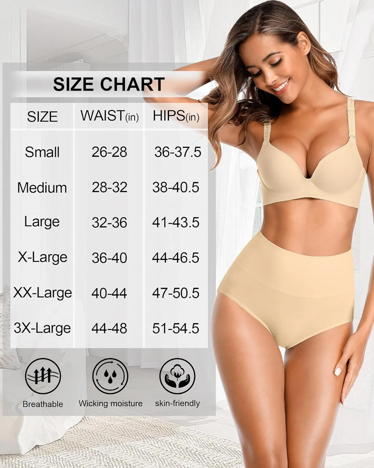 Eiggam Tummy Control Underwear Soft High Waisted underwear Full Coverage Briefs Breathable Postpartum Cotton Womens Panties