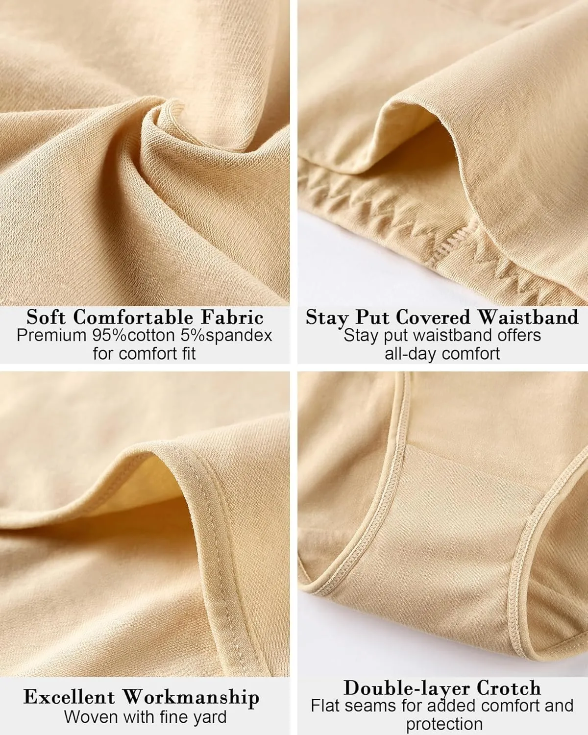 Eiggam Tummy Control Underwear Soft High Waisted underwear Full Coverage Briefs Breathable Postpartum Cotton Womens Panties