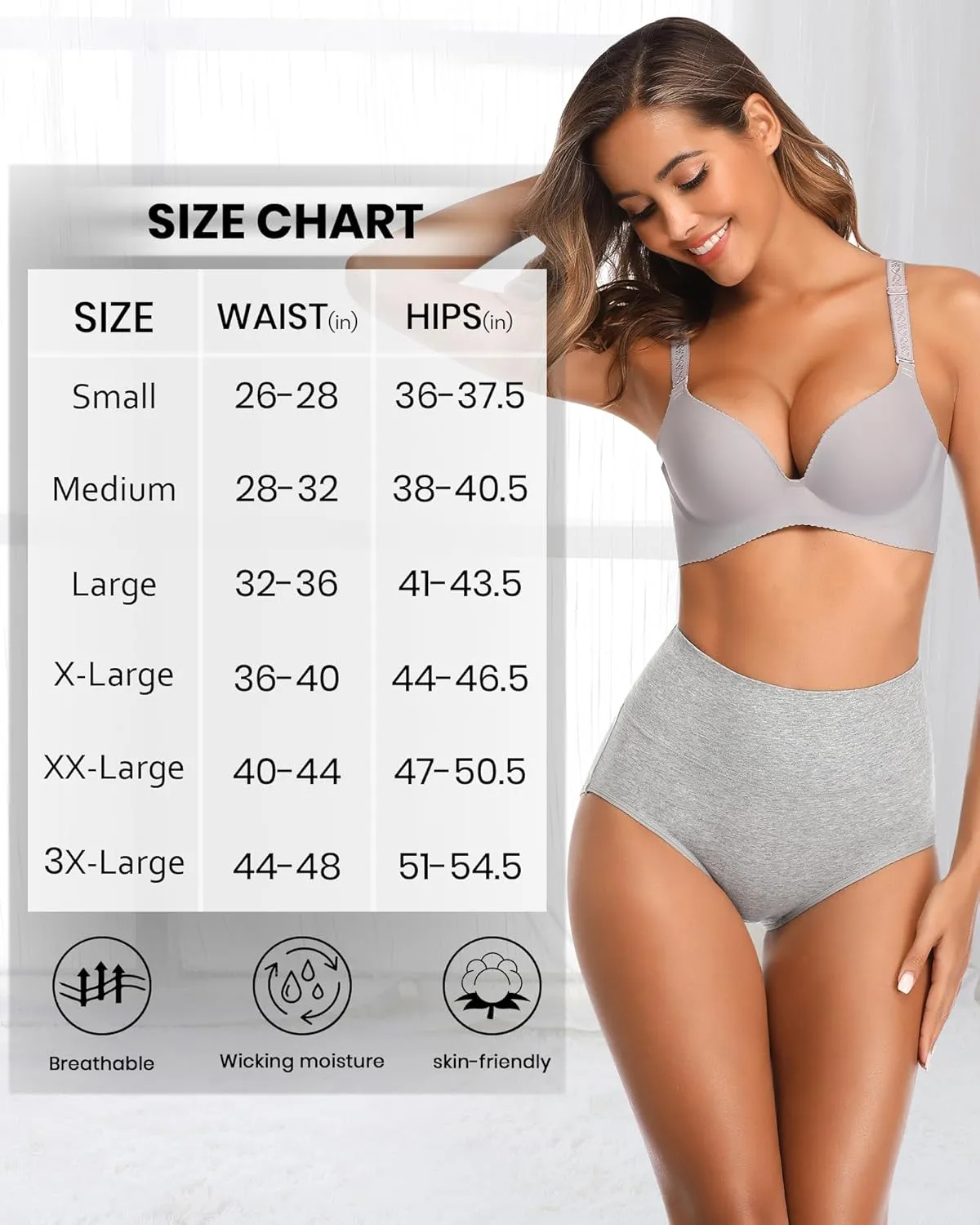 Eiggam Tummy Control Underwear Soft High Waisted underwear Full Coverage Briefs Breathable Postpartum Cotton Womens Panties