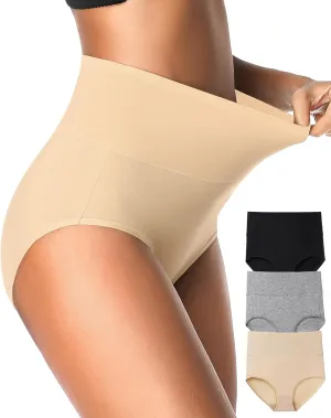 Eiggam Tummy Control Underwear Soft High Waisted underwear Full Coverage Briefs Breathable Postpartum Cotton Womens Panties