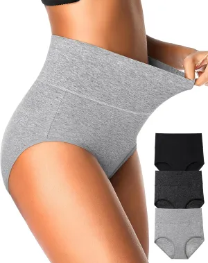 Eiggam Tummy Control Underwear Soft High Waisted underwear Full Coverage Briefs Breathable Postpartum Cotton Womens Panties