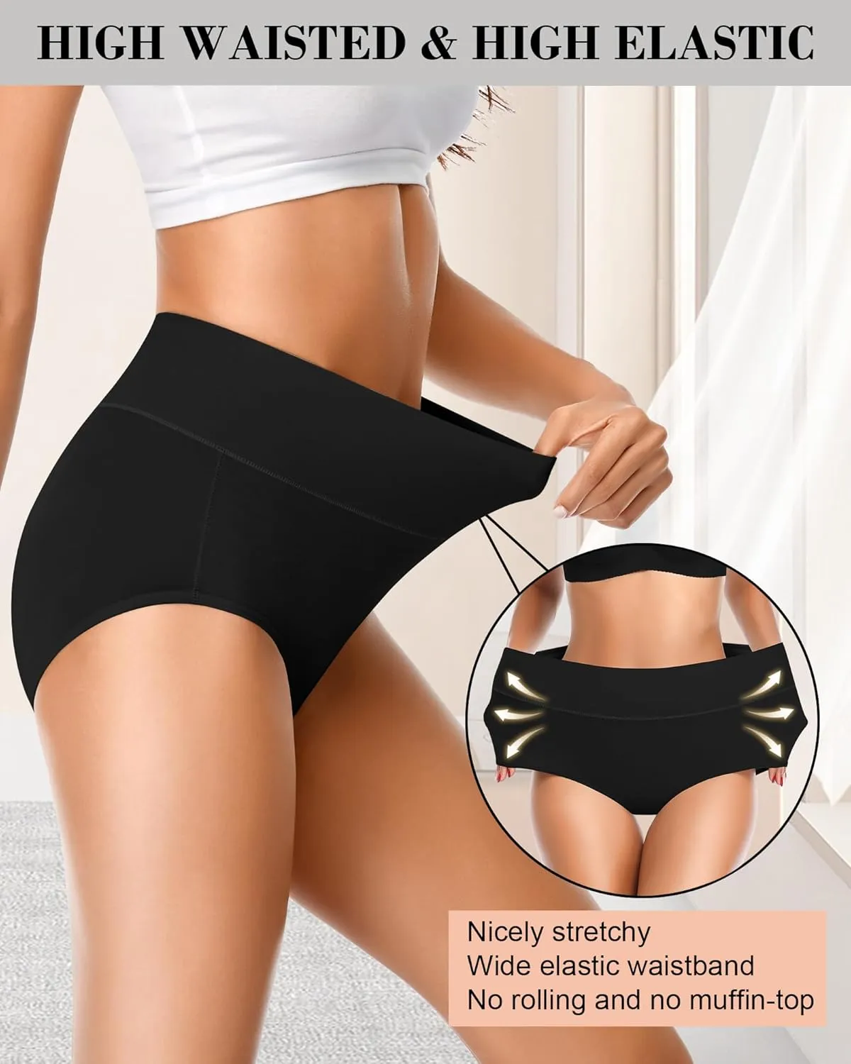 Eiggam Tummy Control Underwear Soft High Waisted underwear Full Coverage Briefs Breathable Postpartum Cotton Womens Panties