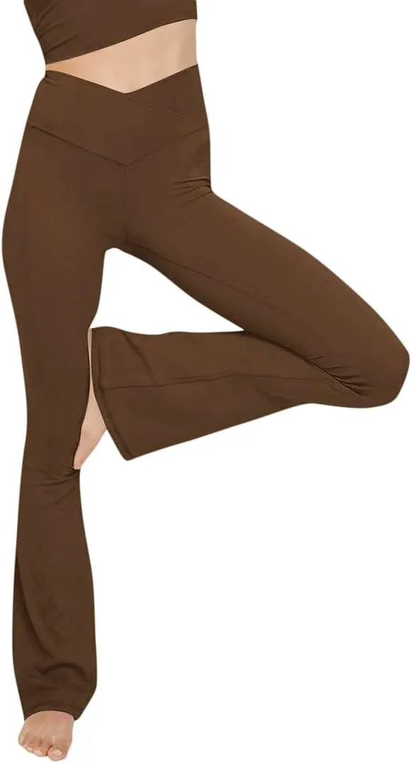 Esobo Women's Bootleg Yoga Pants Crossover High Waisted Wide Leg Workout Flare Pants Bootcut Work Pants Dress Pants