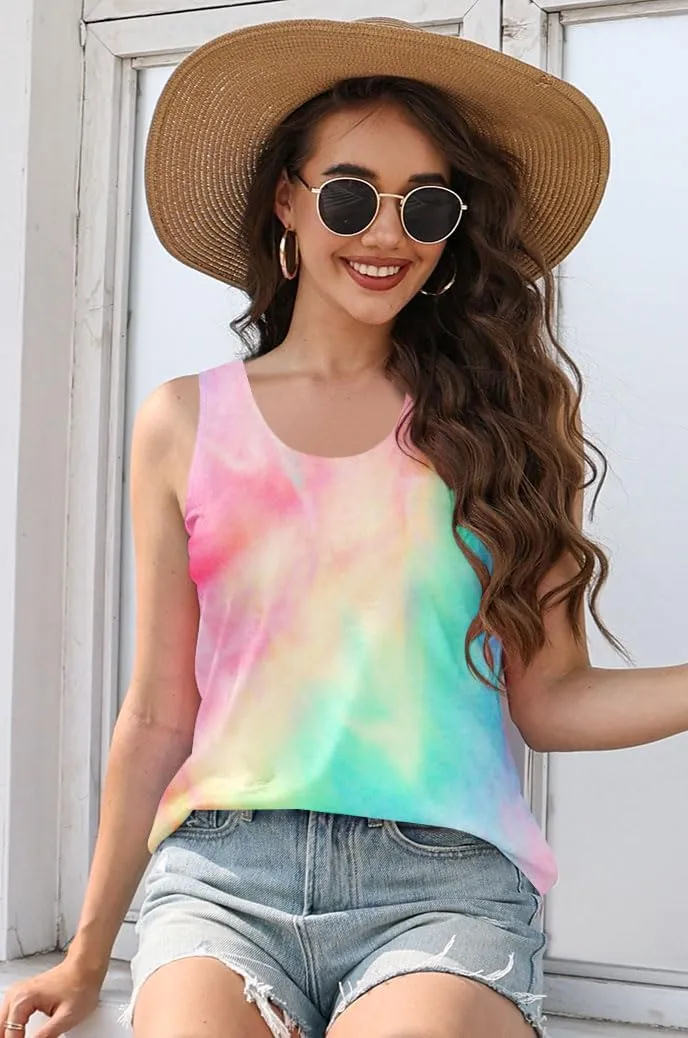 ETCYY Tank Tops for Women Tie-Dyed Workout Yoga Summer Sleeveless Athletic Tops Loose Fit Shirts