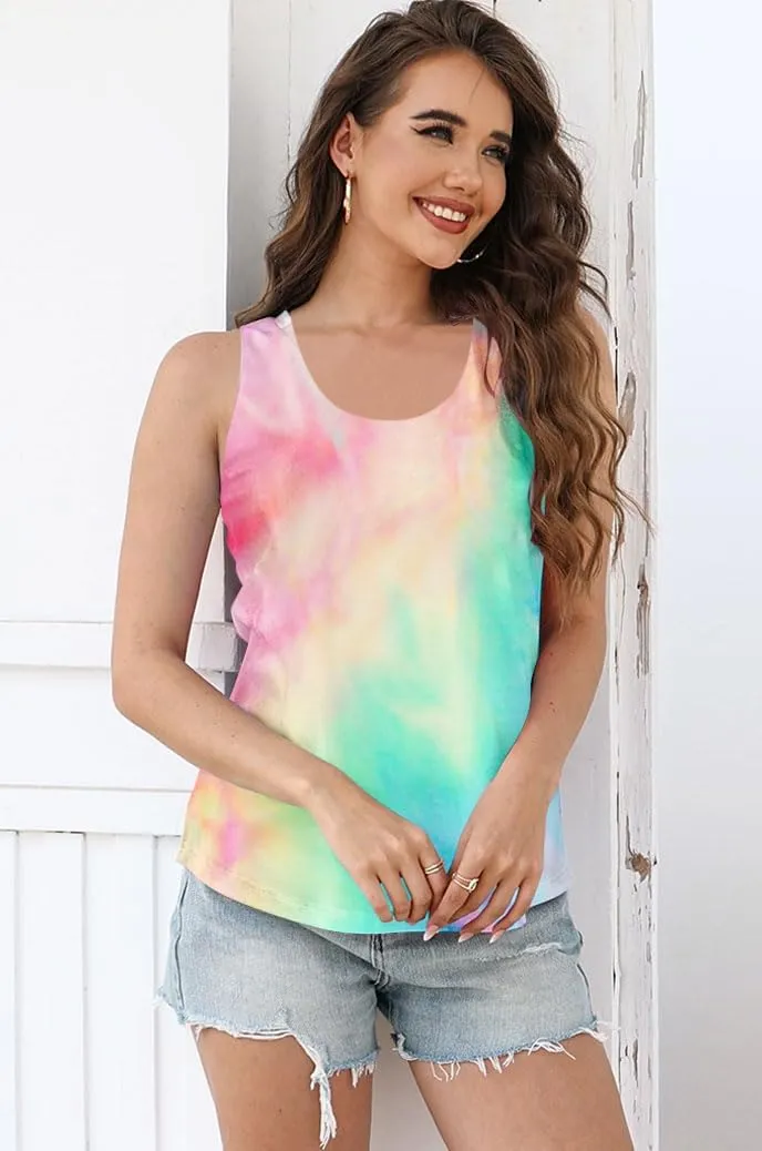 ETCYY Tank Tops for Women Tie-Dyed Workout Yoga Summer Sleeveless Athletic Tops Loose Fit Shirts