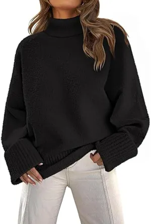 Fall Sweaters for Women 2024 Oversized Turtleneck Pullovers Fuzzy Knit Sweater Tops Loose Warm Tops Trendy Outfits
