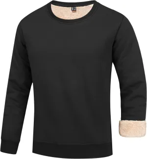 FASKUNOIE Men's Fleece Sweatshirts Warm Sherpa Lined Heavy Thicken Underwear Winter Crewneck Pullover Tops Shirts