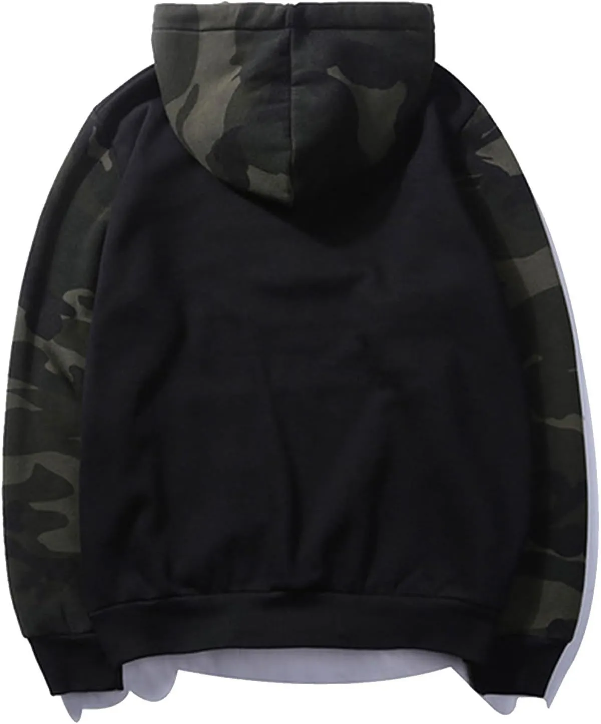 Finelylove Men's Pullover Hoodie Fleece Military Camo Hoodie Long Sleeve Contrast Color Hooded Sweatshirt with Pocket