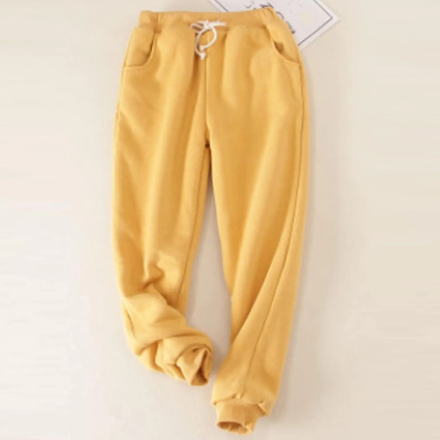 fleece lined sweatpants women, Winter High Waisted Warm Cotton Sweatpants Joggers Hiking Thermal Pants with Pockets